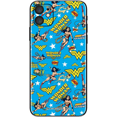 DC Comics Wonder Woman Action pose pattern iPhone 11 Skin